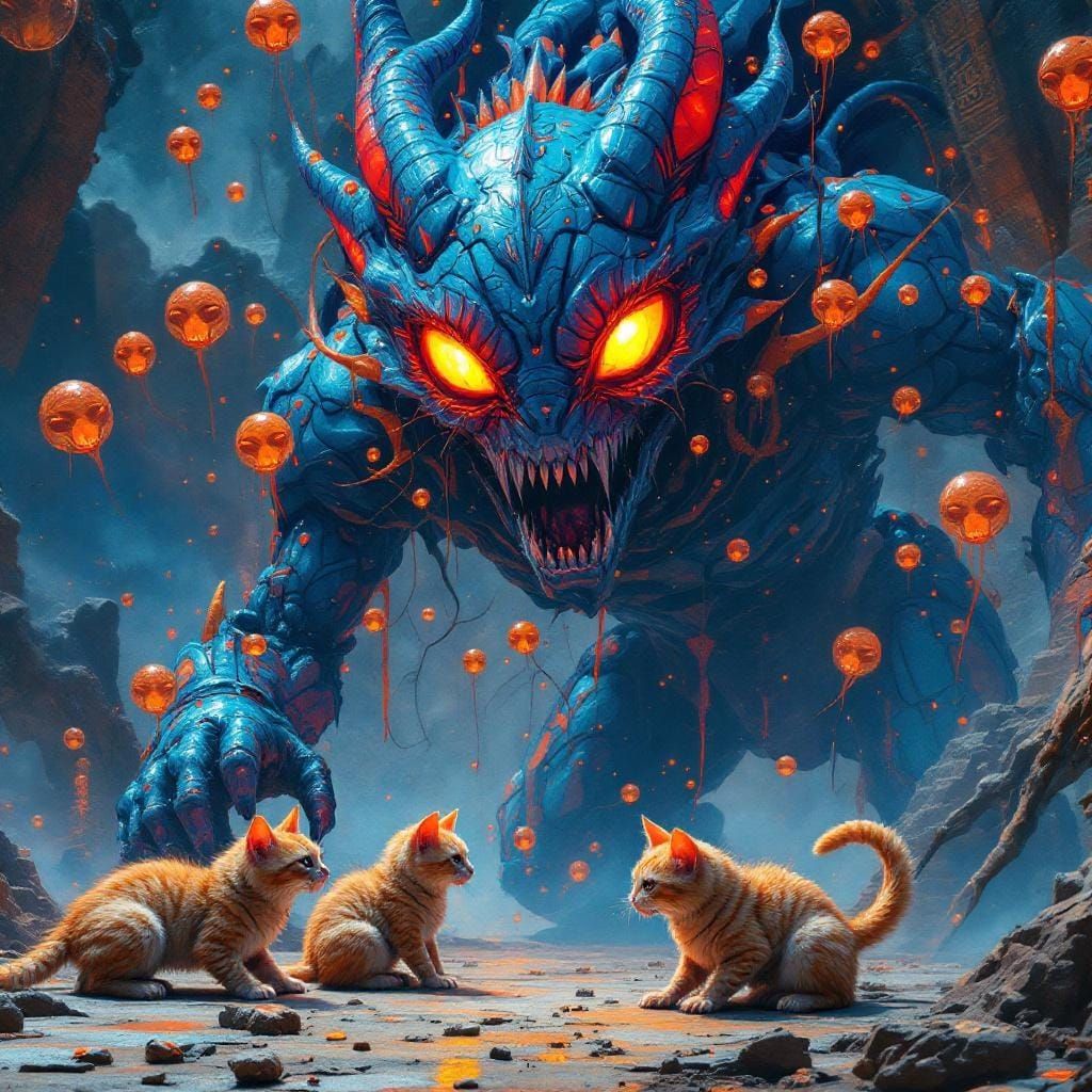 Psychedelic Alien Warlord Dragon with Mech Droid Mural