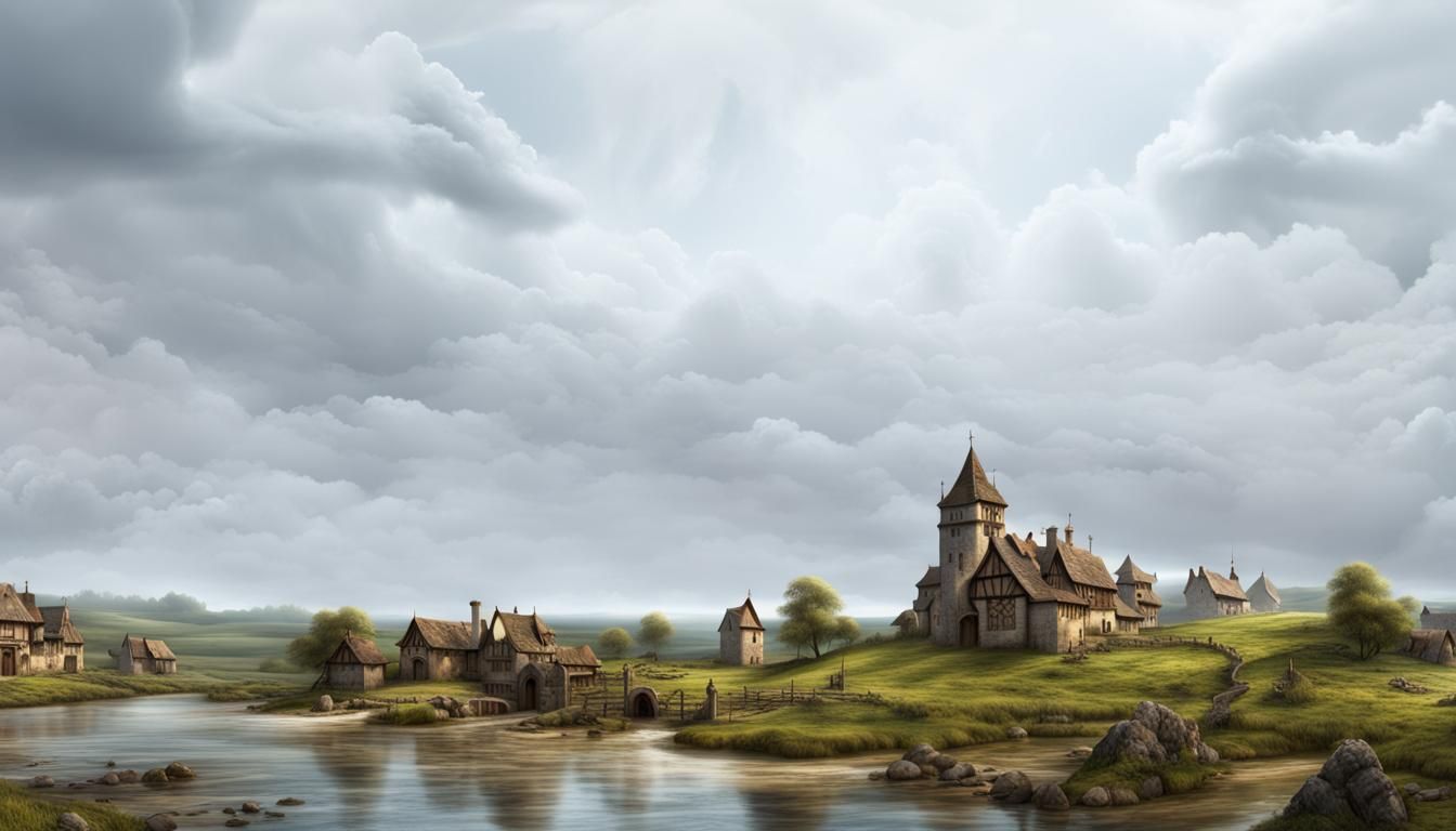 Medieval Village with Holdfast: Digital Matte Painting