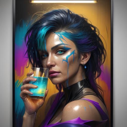 Woman in Wet Dress: Hyper-Realistic Digital Art