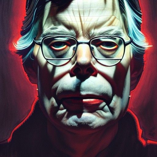 Stephen King Portrait in Hyperdetailed Cinematic Style