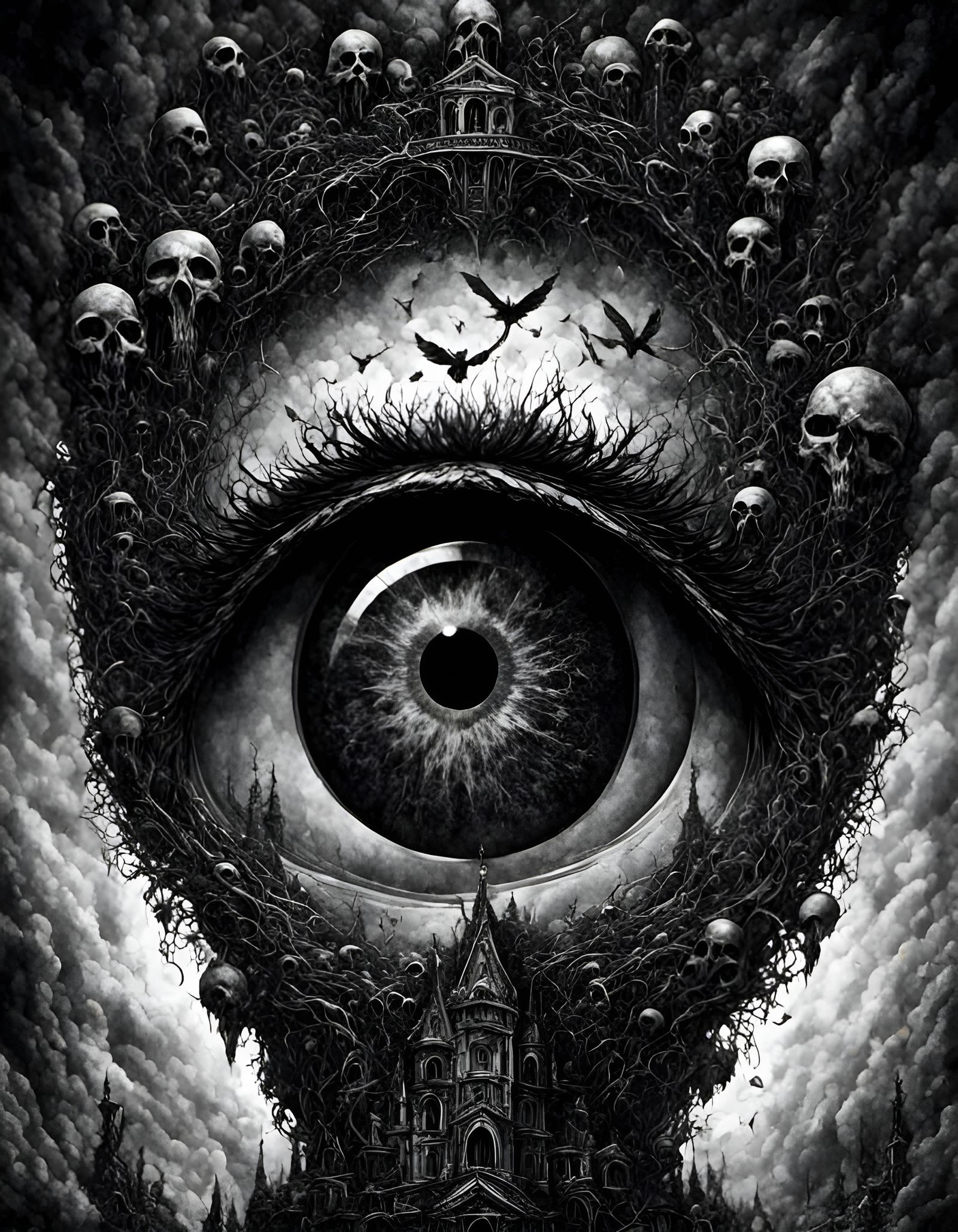 Titan's Eye: Surreal Ink Illustration
