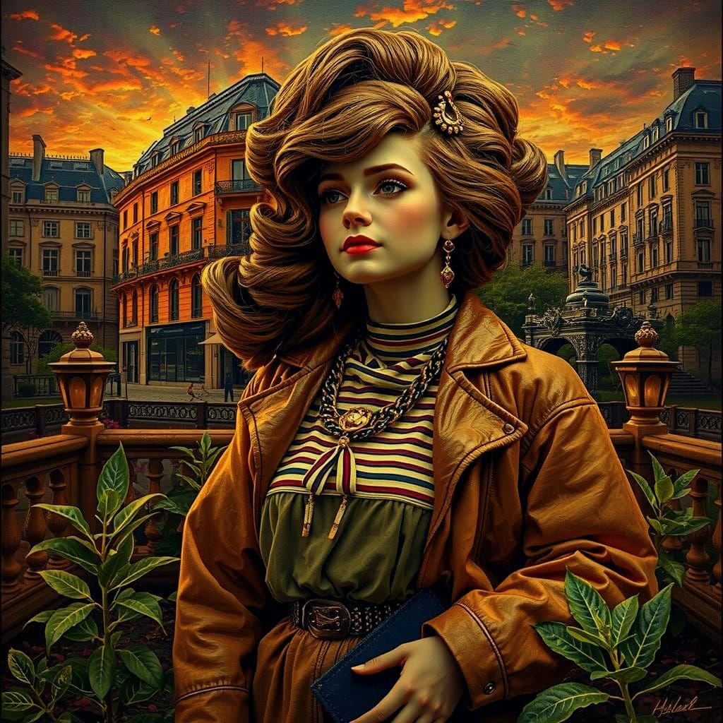 Tsunami Over White Orange Ocean Under Stormy Sky Metropolis