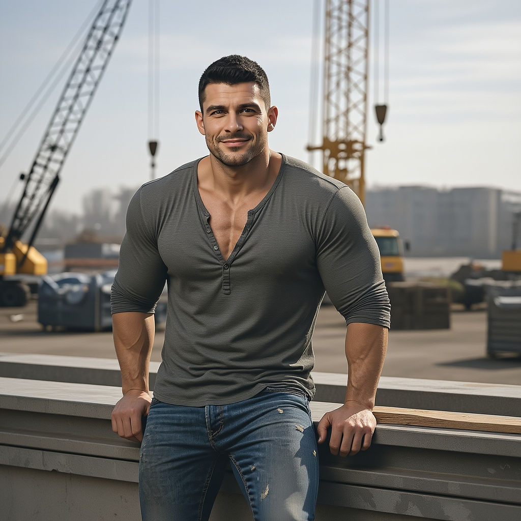 Construction Worker on Site in Photorealistic Style