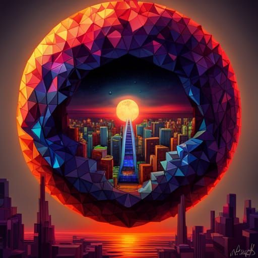 Surreal Mind's Eye Sunset in Steampunk Style