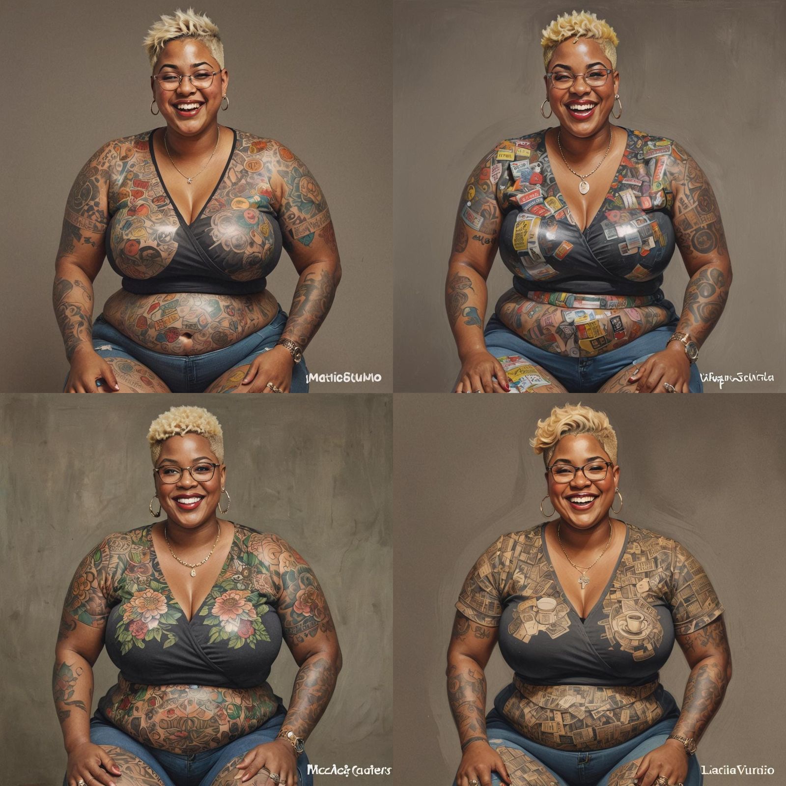Laughing Plus-Size Woman with Blonde Buzzcut