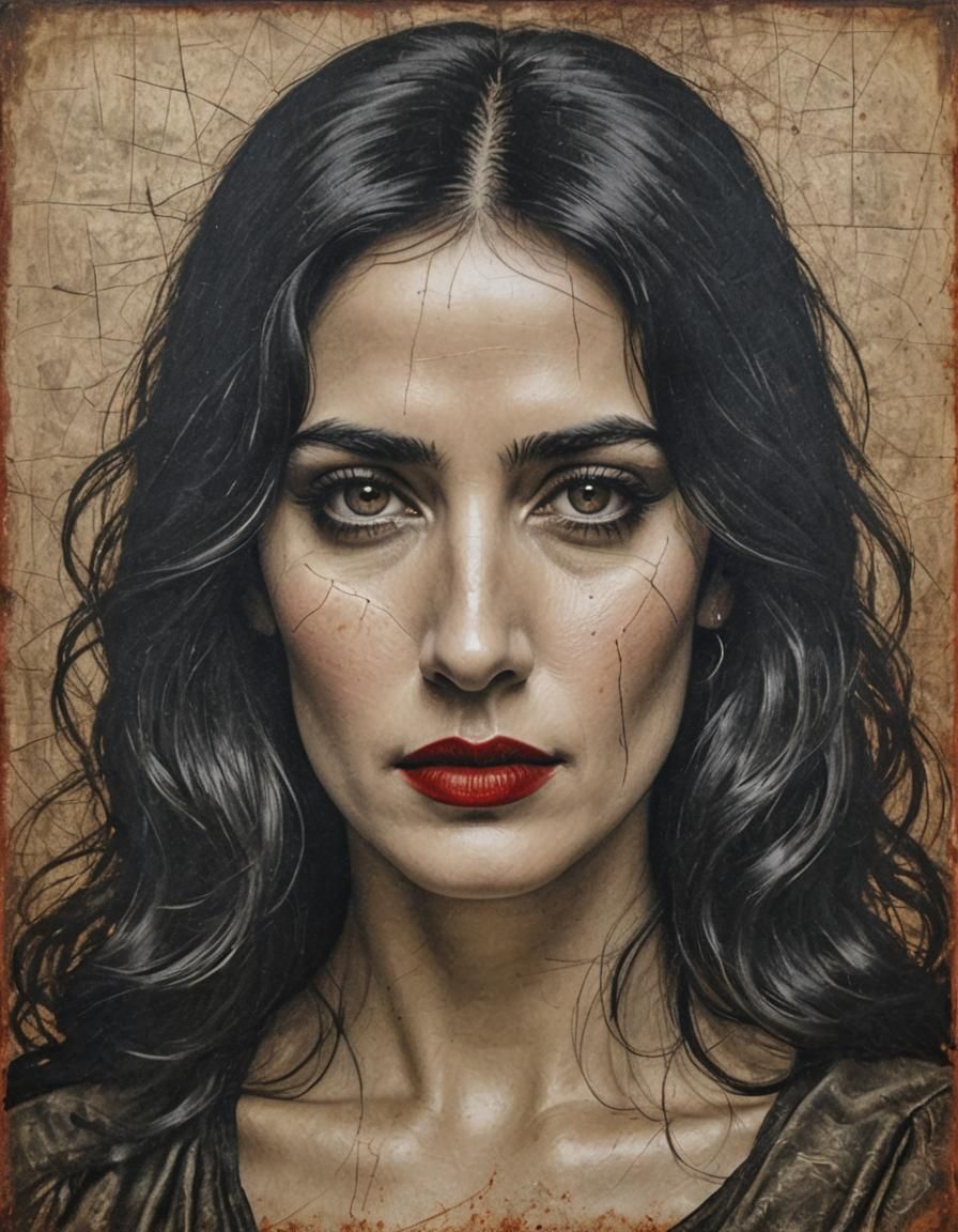 Renaissance Portrait of a Girl in Charcoal Drawing Style