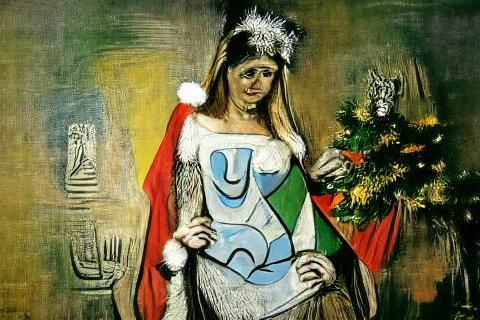 Cubist Christmas Maiden in Abstract Style