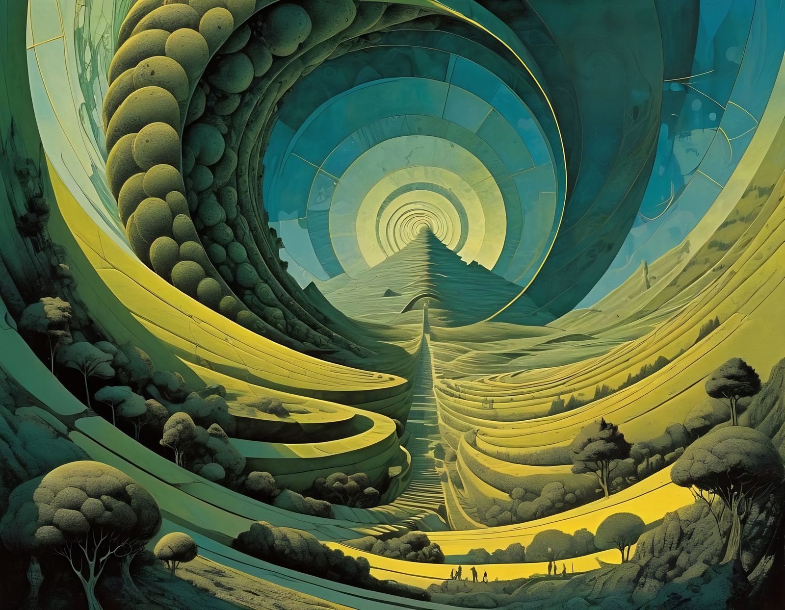 Surreal Geometric Masterpiece in Whimsical Harmony