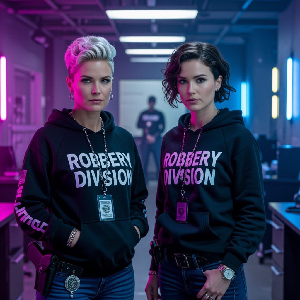 Detectives Joy and Dawn in Noir Style