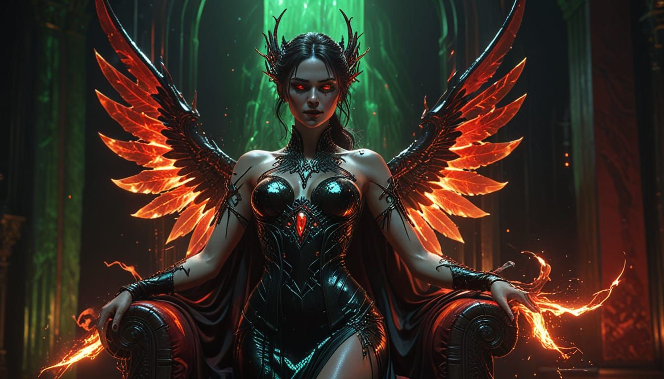 Dark Fantasy Erinyes with Black Wings