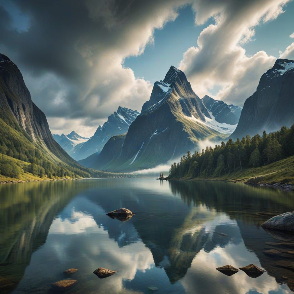 Majestic Norway Landscape with Surrealist Elements