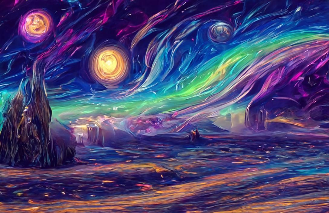 Futuristic Sci-Fi Starry Night in Anime Art Style