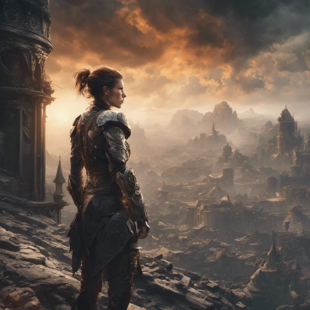 Epic Female Fighter in Digital Matte Painting