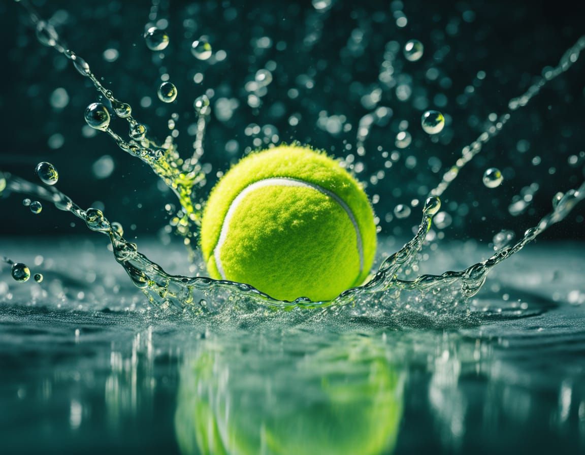 Ultra-Detailed Wet Tennis Ball in Motion