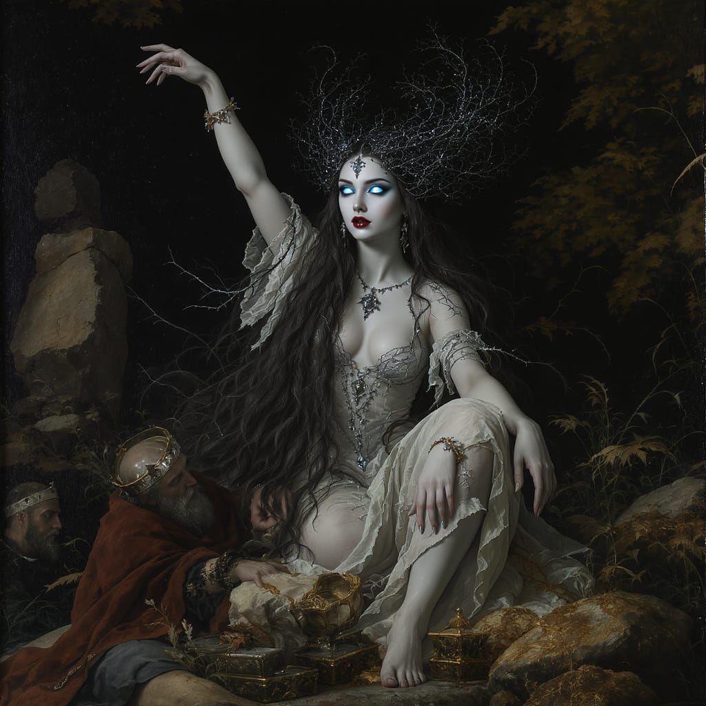 Otherworldly Woman in Renaissance Style with Kings Offering ...