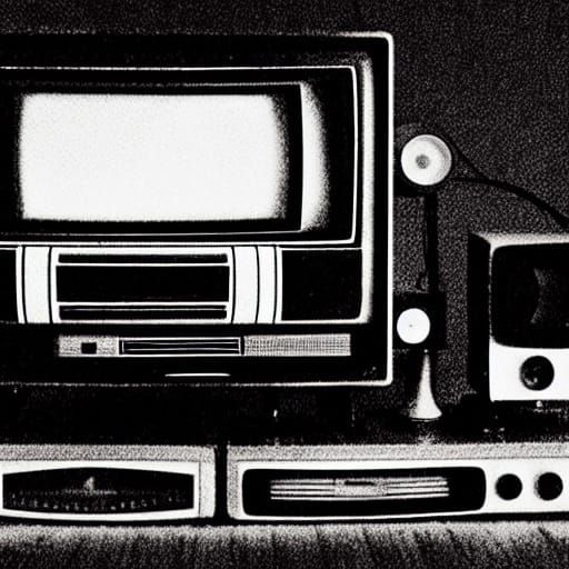 Retro TV Signal Distortion in Grainy Black and White