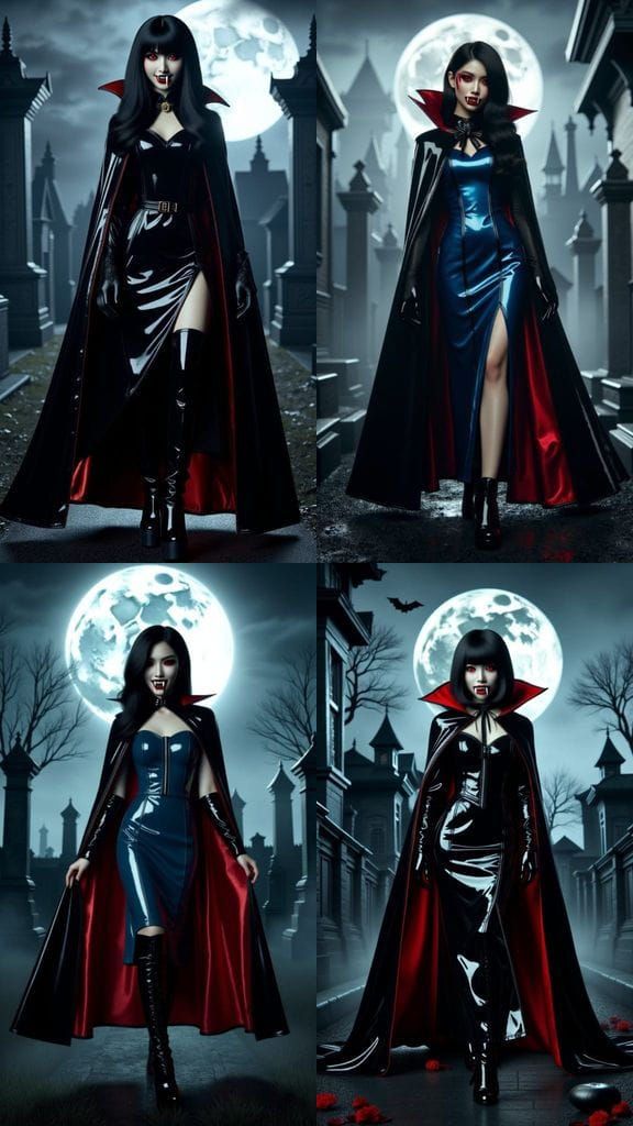 Vampire Goddess in Patent Leather Cheongsam