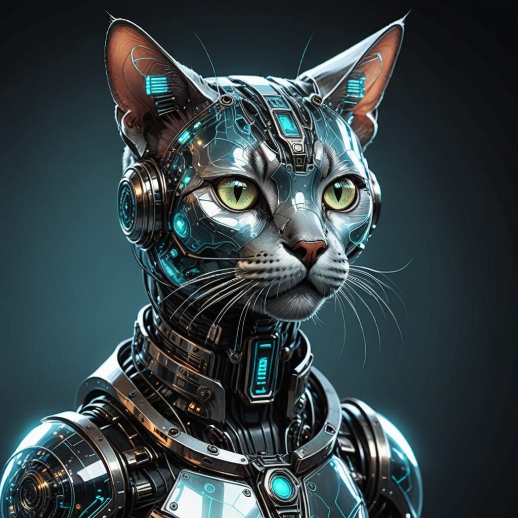 Cyberpunk Feline Reimagined in Retro Sci-Fi