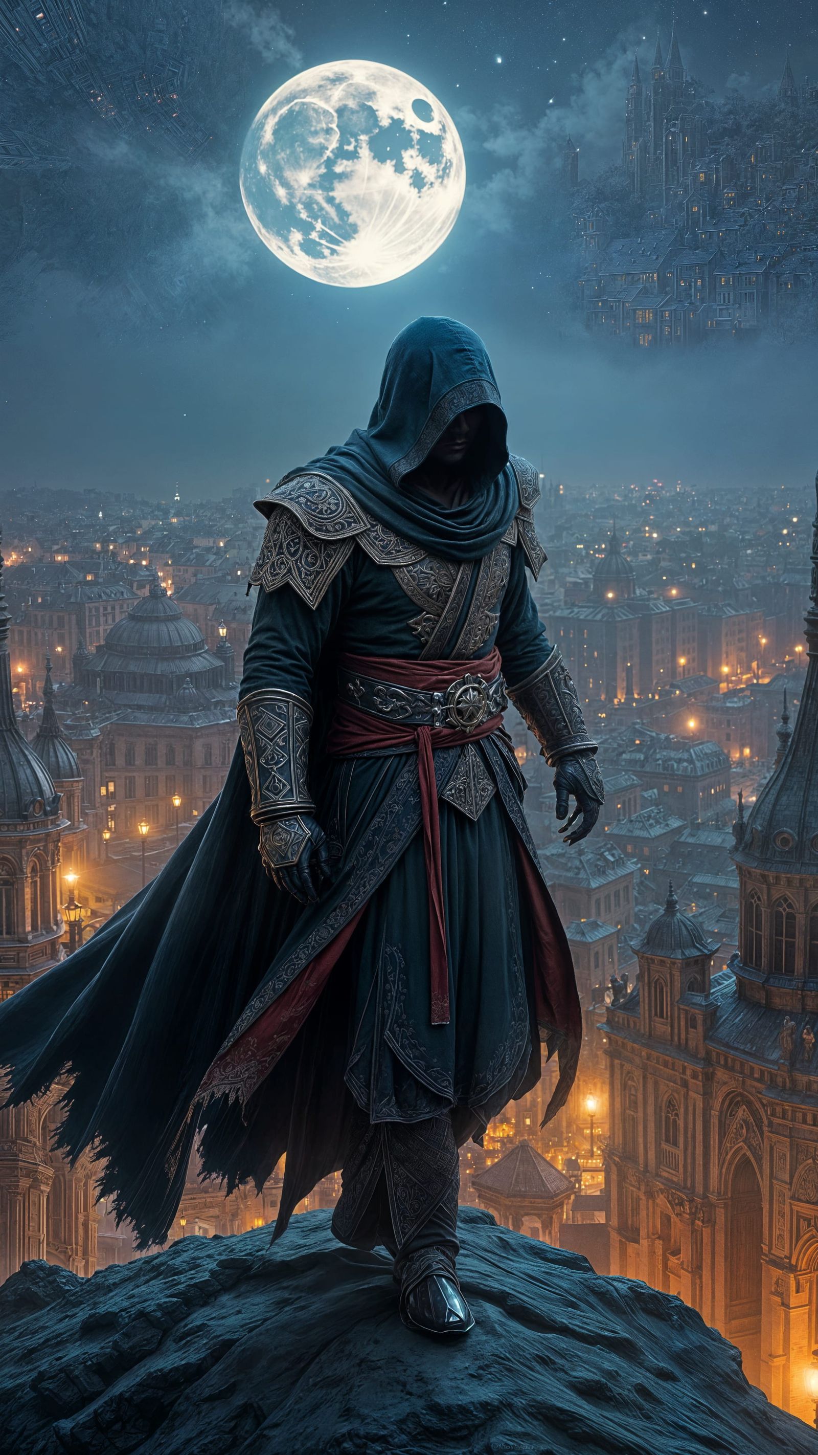 Mysterious Assassin Navigates Ancient City Rooftops Under Ni...