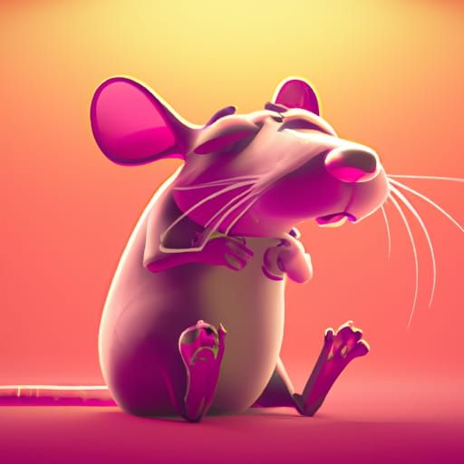 Cartoon Rat Suffering Nausea: 3D Digital Art