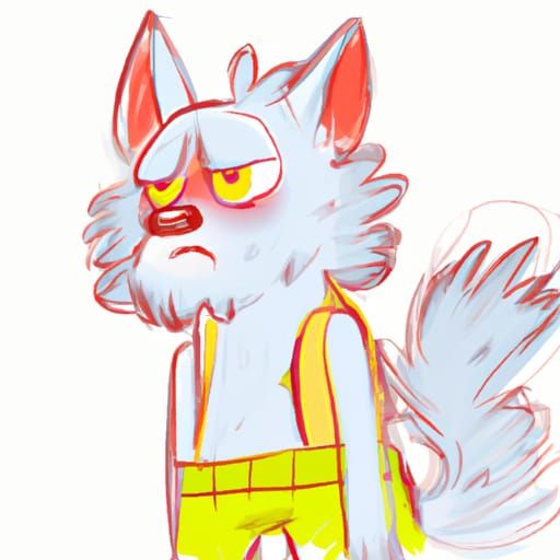 Colorful Pop Art Pencil Sketch of Furry Cat