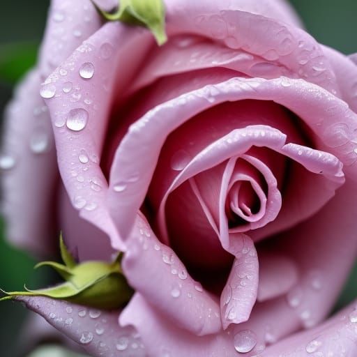 Pink Rose After Spring Rain: Realistic Close-Up
