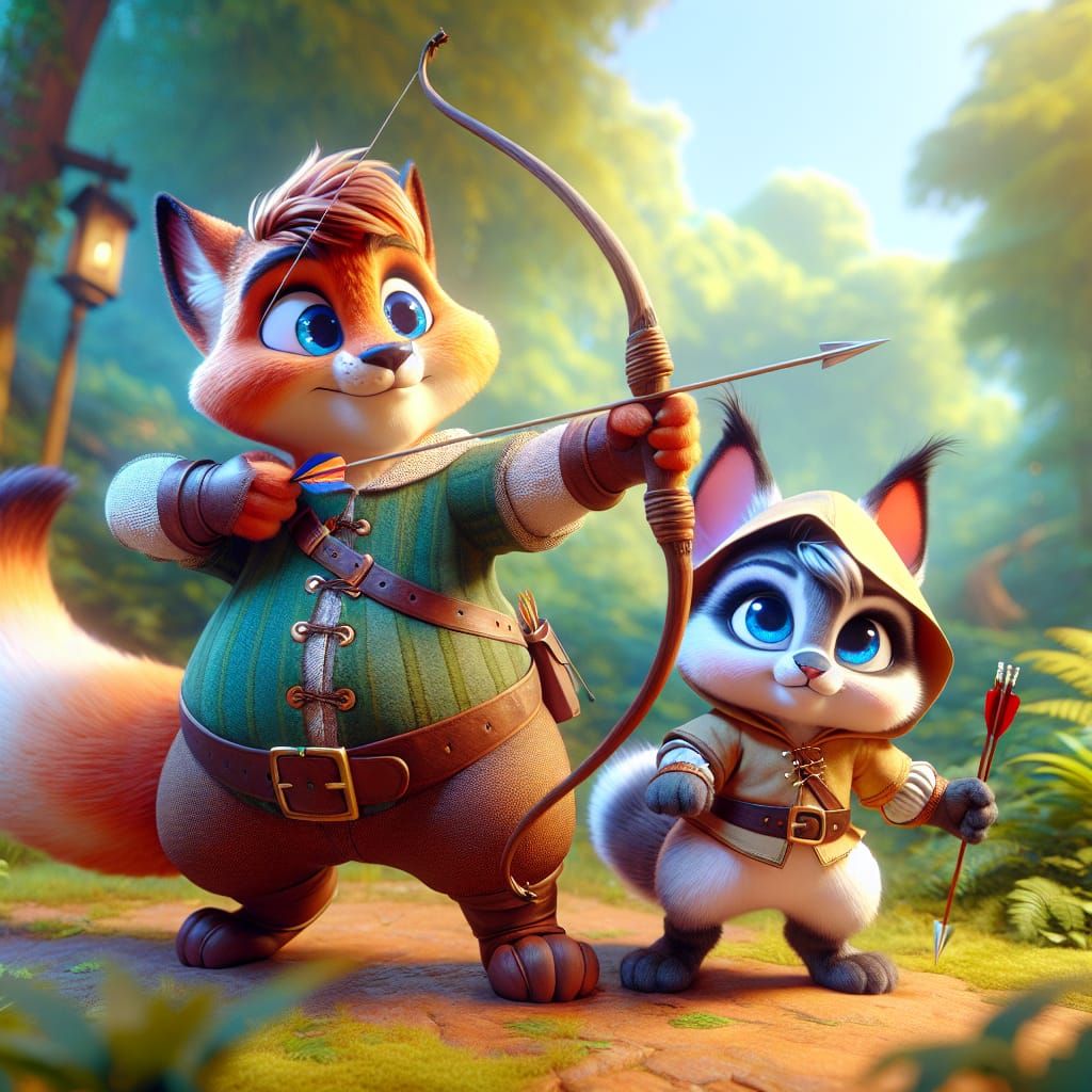 Robin Hood and Little John Runnin' Through the Forest