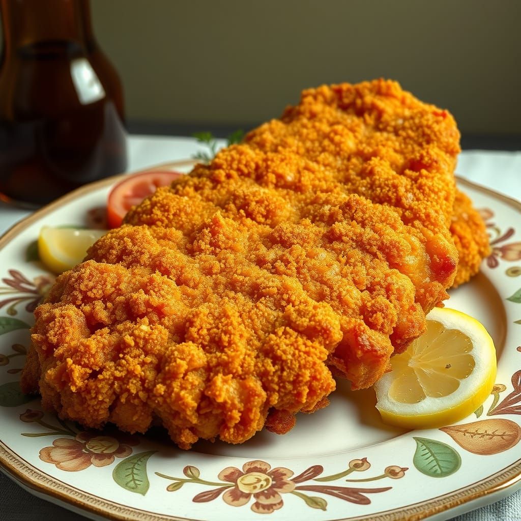 Golden Wiener Schnitzel Still Life