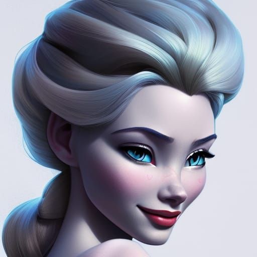 Modern Disney Elsa Portrait in Digital Art Style