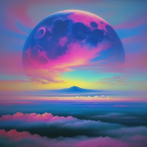 Surreal Luna Field in Oil Canvas Style