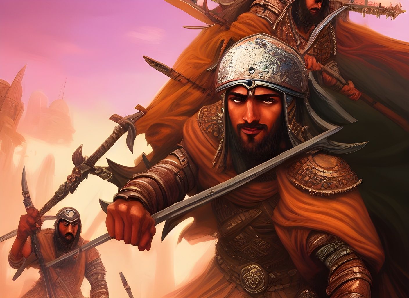 Arabian Warrior Raid Group Digital Artwork