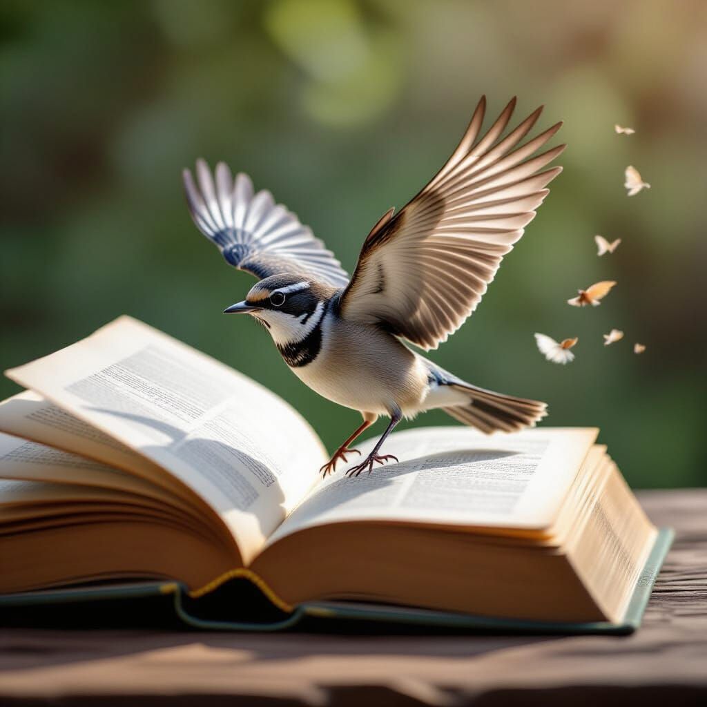 Bird Flying Out of Book: A Symbol of Freedom