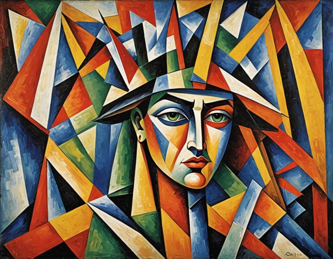 Abstract Cubist God in Geometric Style