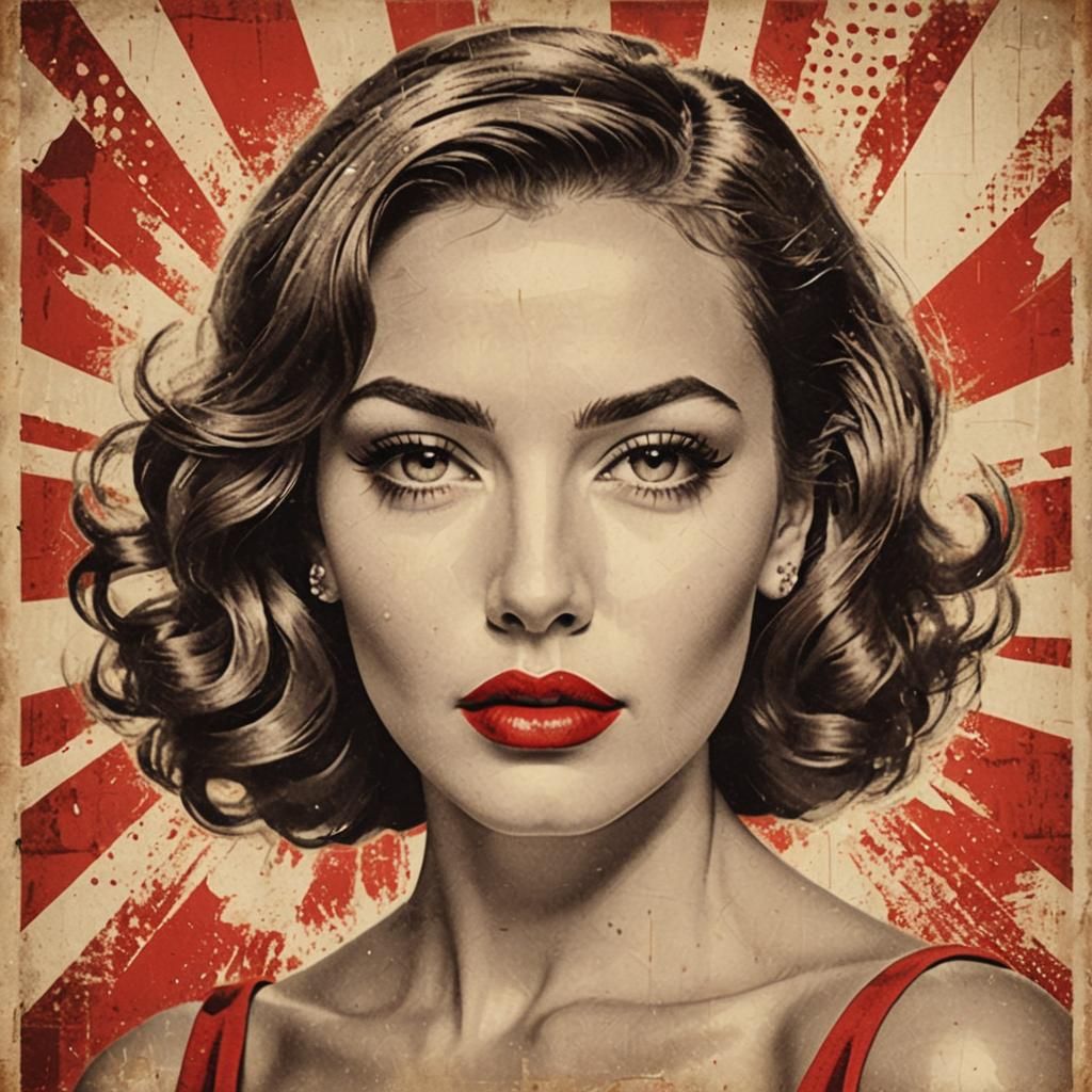 Glamorous Woman's Face in Pop Art Style