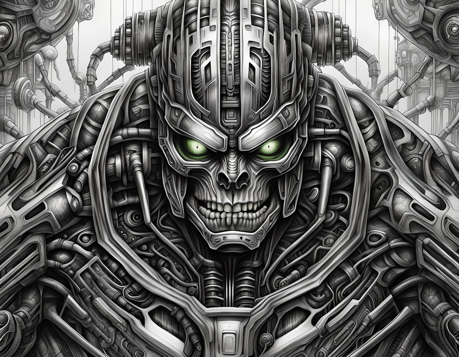 Incredible Hulk as Ethereal Biomecha Pencil Drawing