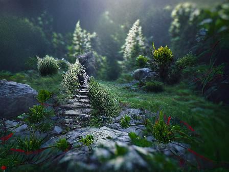 Overgrown Mountain Path in High Resolution