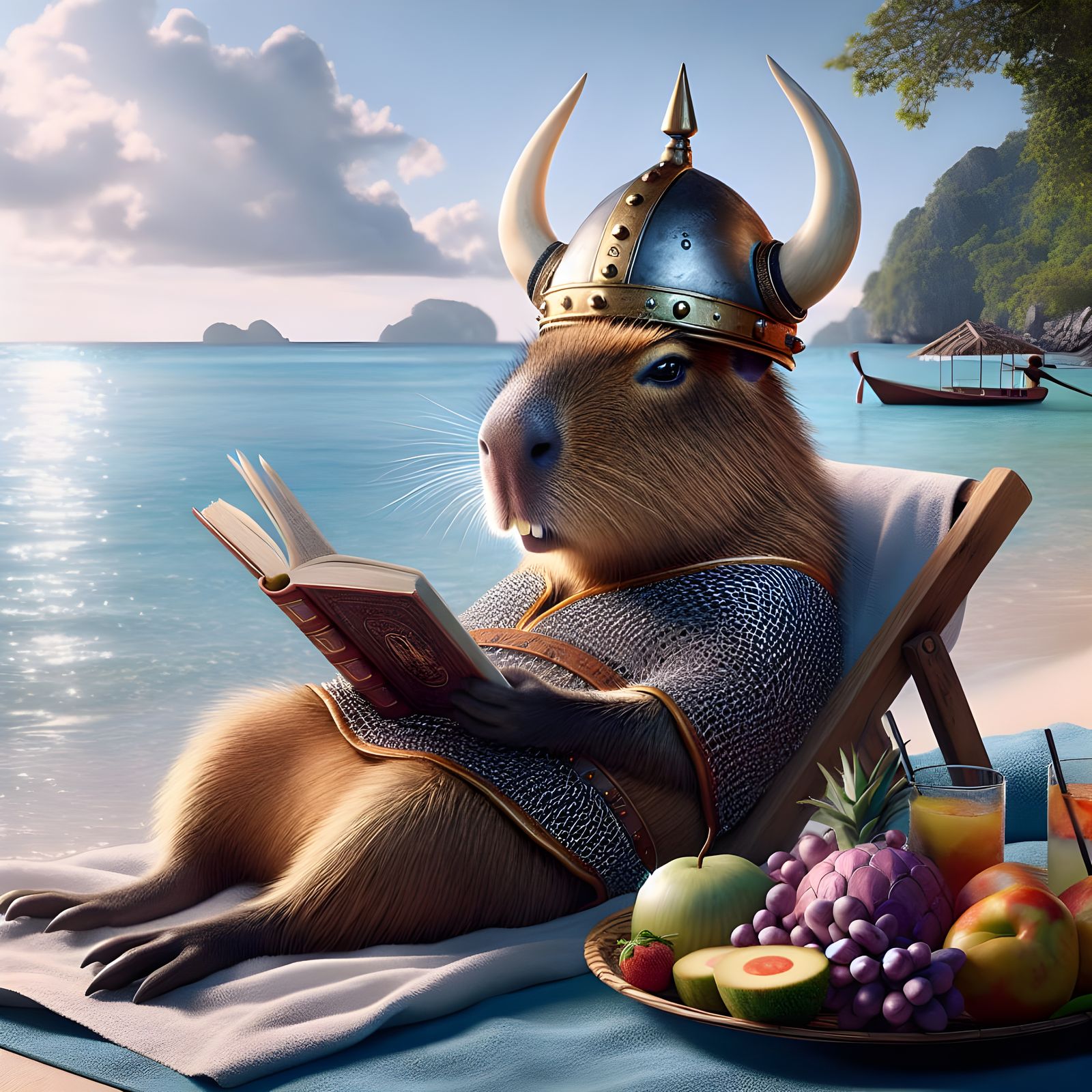 Viking Capybara Enjoys Thai Beach Getaway in Hyperrealistic ...