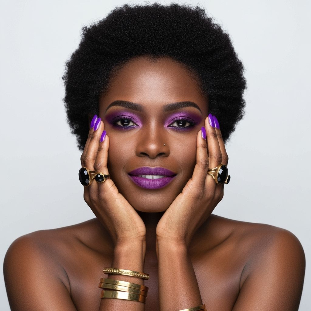 Striking Portrait of a Woman with Purple Makeup