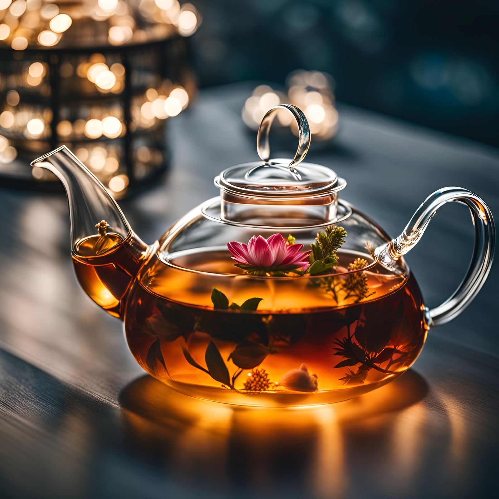 Hyperdetailed Teabloom in Crystal Teapot
