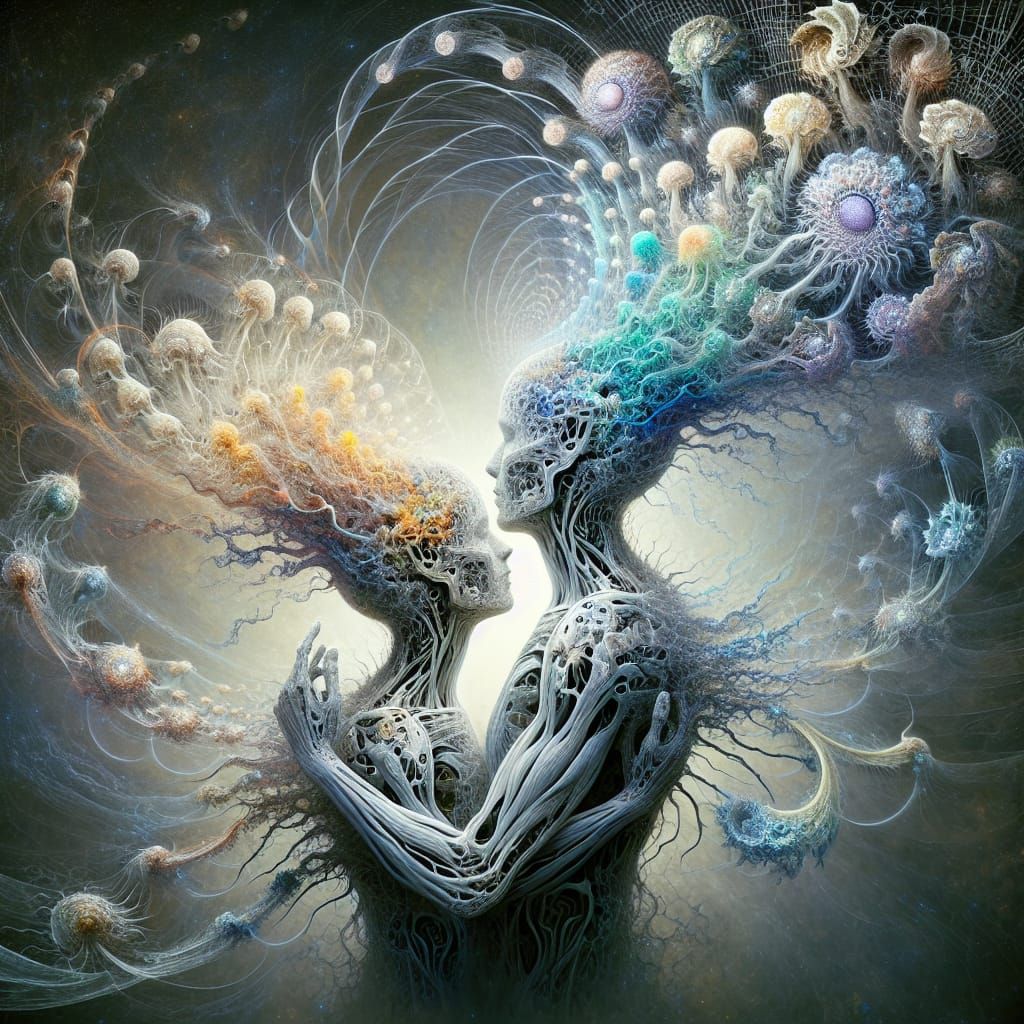 Symbiotic Dance in Dreamlike Biomechanical Landscape