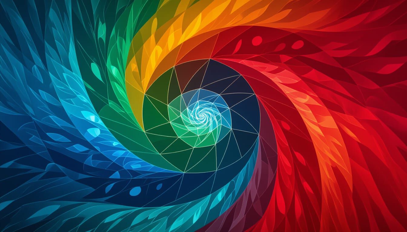 Vibrant Abstract Swirl of Emerald, Sapphire, and Ruby Colors