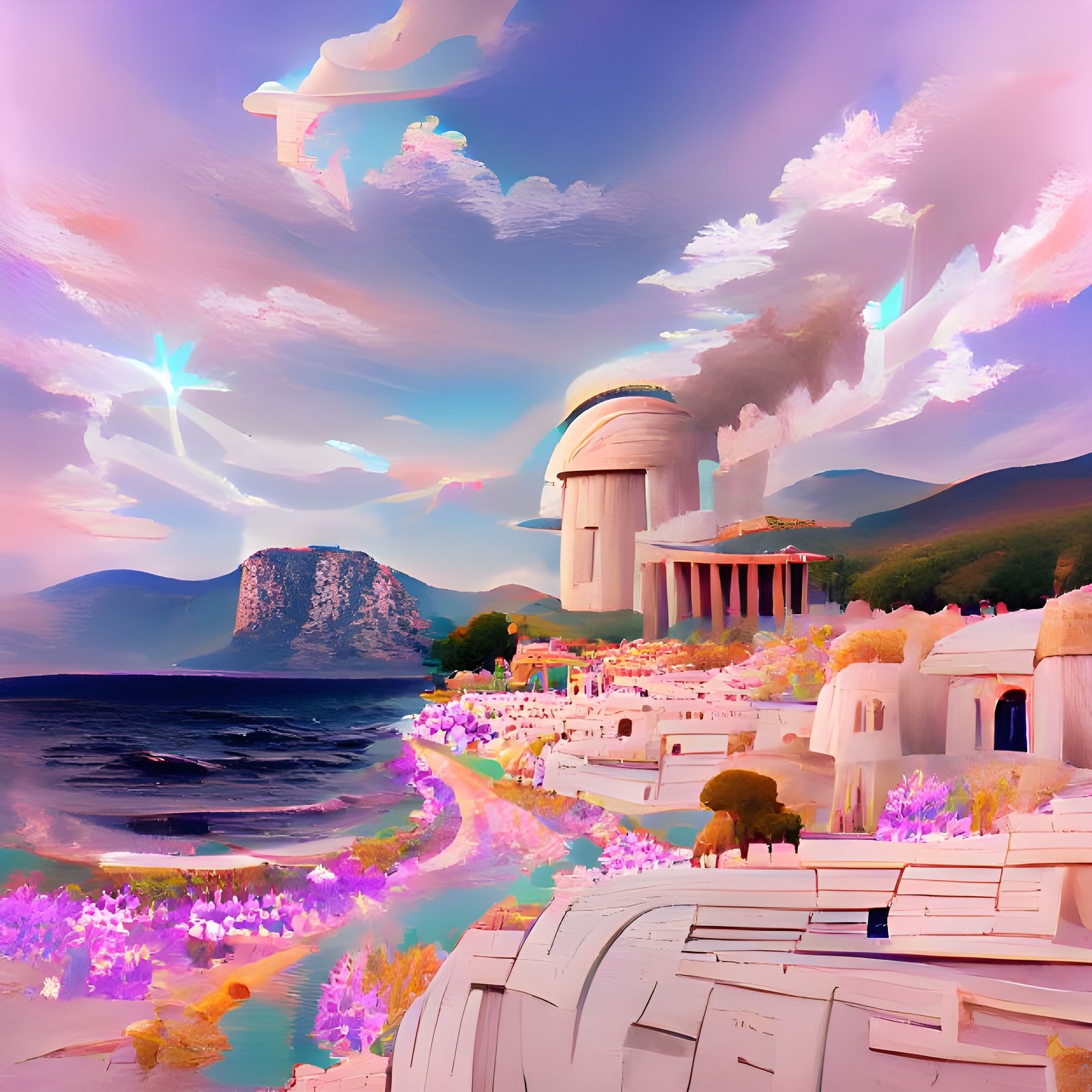 Dreamy Pastel Ancient Greece: Surreal Artstation Aesthetic