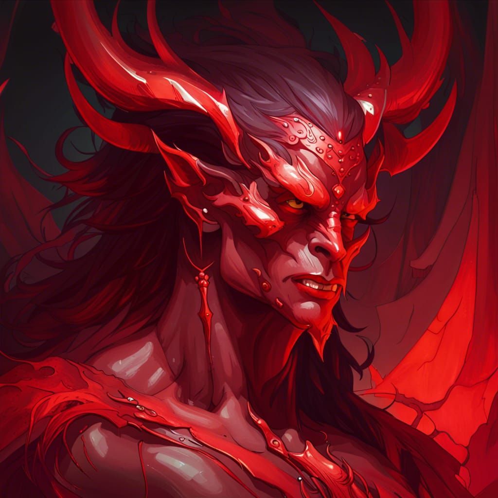 Ethereal Red Demon Lord Portrait in Unreal Engine 5