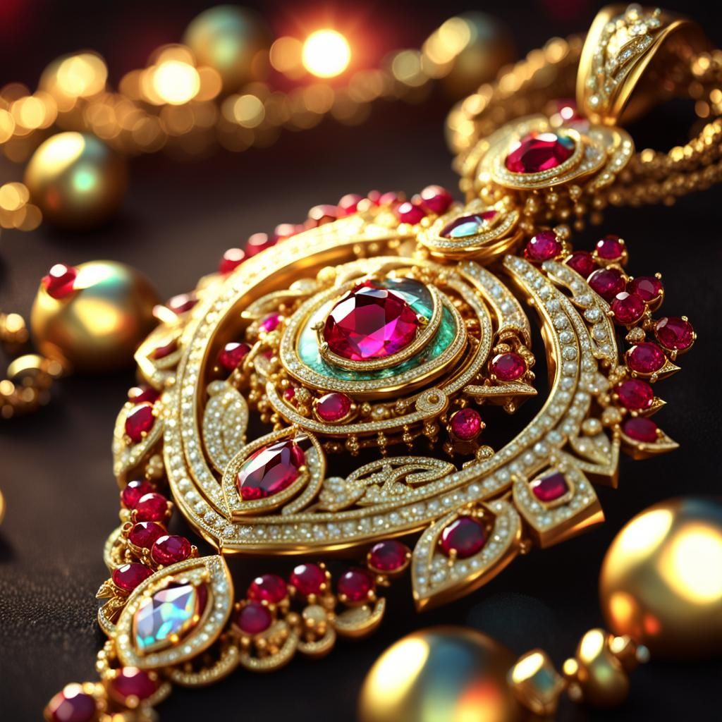 Durga Roopini Diamond Necklace in 3D Video Game Style