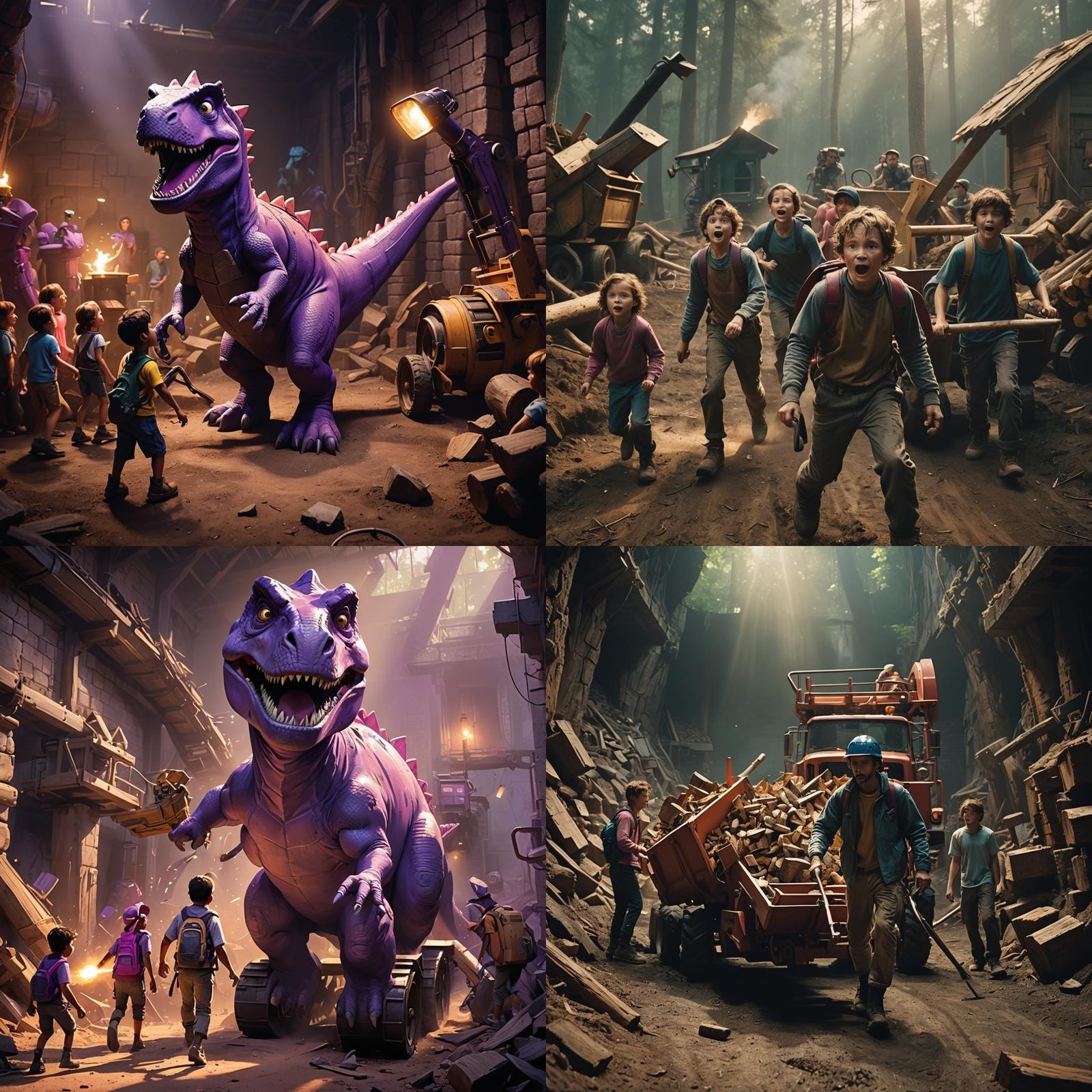 Barney Leads Kids to Woodchipper: Cinematic Dungeon Scene
