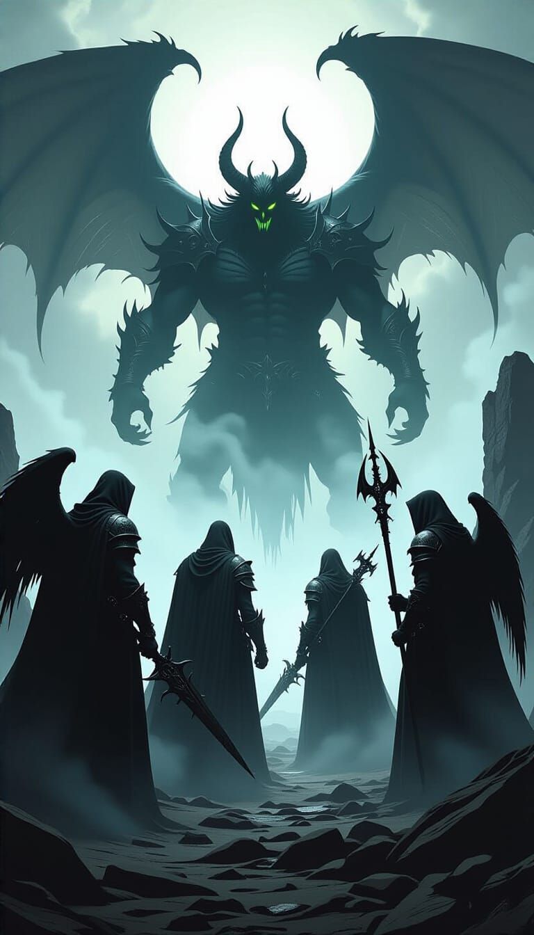 Four Horsemen Confront a Colossal Demon Boss