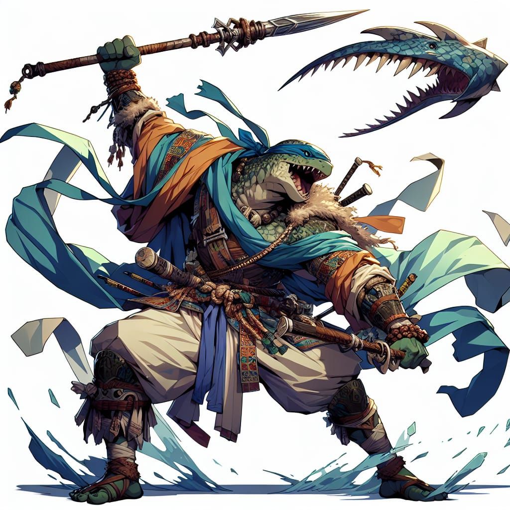 Tortle Barbarian with Great Club in Anime Style