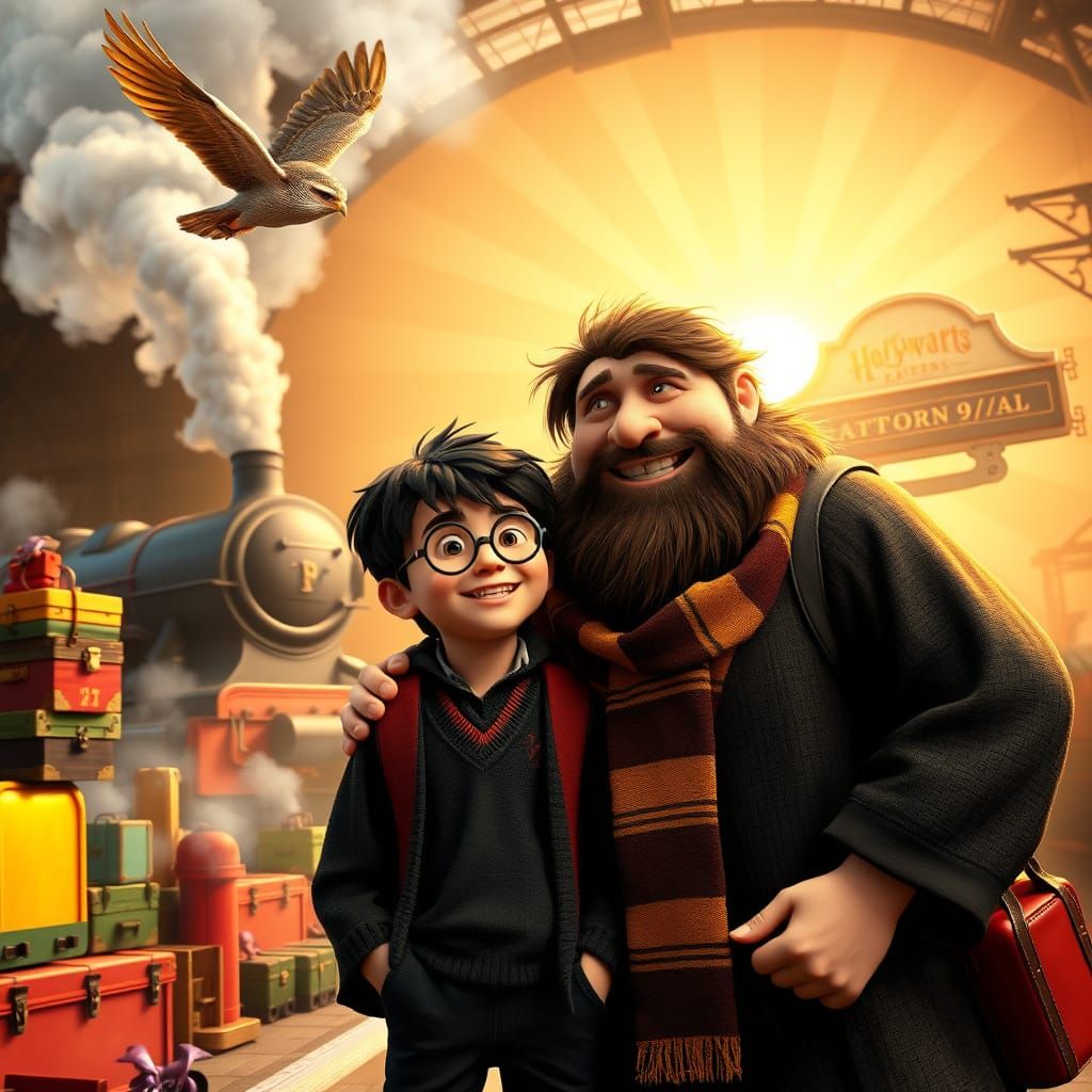 Harry and Hagrid Share a Heartwarming Moment on the Hogwarts...