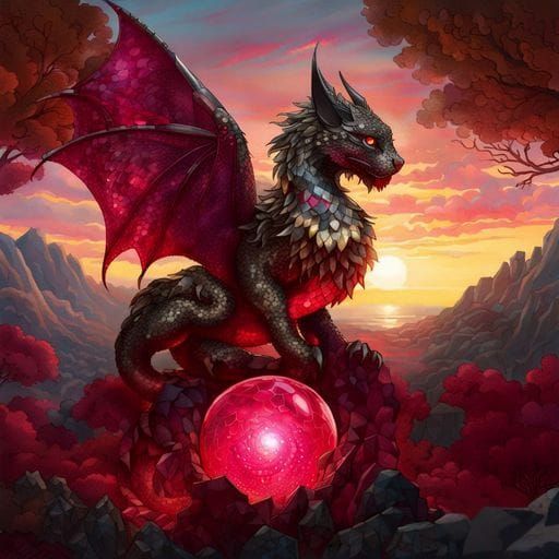 Epic Ruby Dragon Cat Gemstone Masterpiece