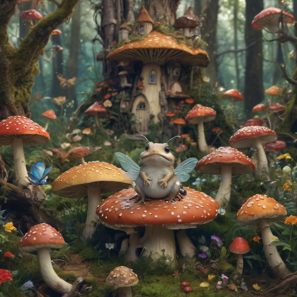Fairies in Toadstool Forest: Surreal Hyperdetailed Portrait